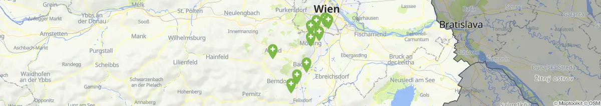 Kartenansicht für Apotheken-Notdienste in der Nähe von Traiskirchen (Gemeinde, Niederösterreich) (515)